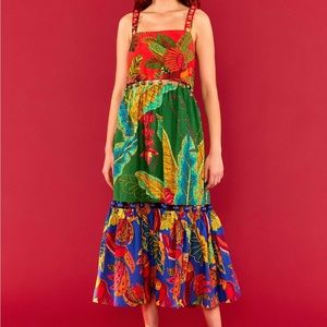 NWT Farm Rio Mixed Print Midi Dress with Beads. XS (Fits like S/M)